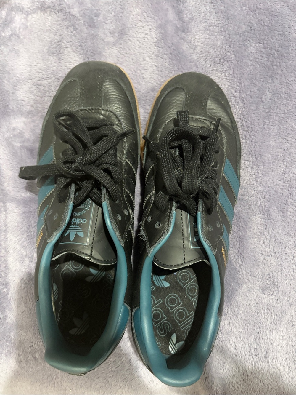 Sambas Black and Teal Sneakers